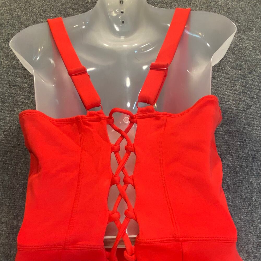 TA3 Women’s Red Square-Neck Swim Dress With Pockets 2X - Picture 5 of 10